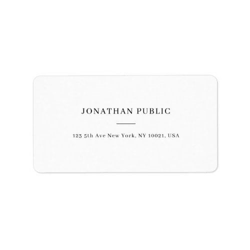 Custom Modern White Simple Personalized Template Label