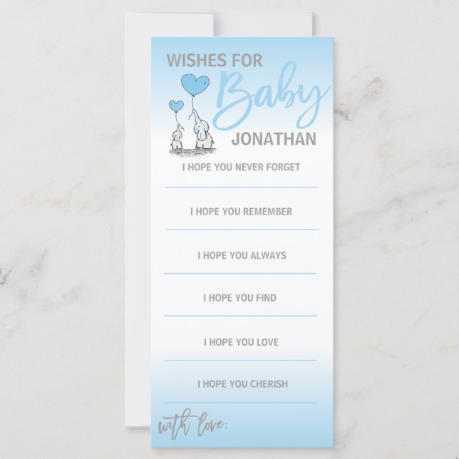 Custom Modern Wishes for BABY BOY Blue White (Front)