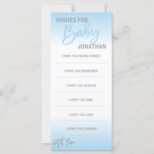 Custom Modern Wishes for BABY BOY Blue White