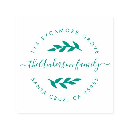 Custom Modern Wreath Family Name Return Address Self-inking Stamp