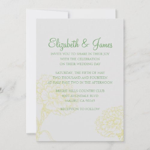 Custom Modern Yellow and Green Wedding Invitations