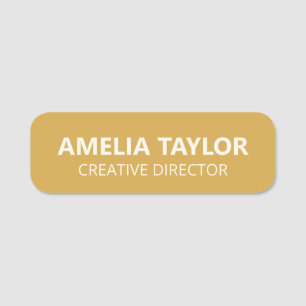 Custom Modern Yellow Bold Typography Professional Name Tag
