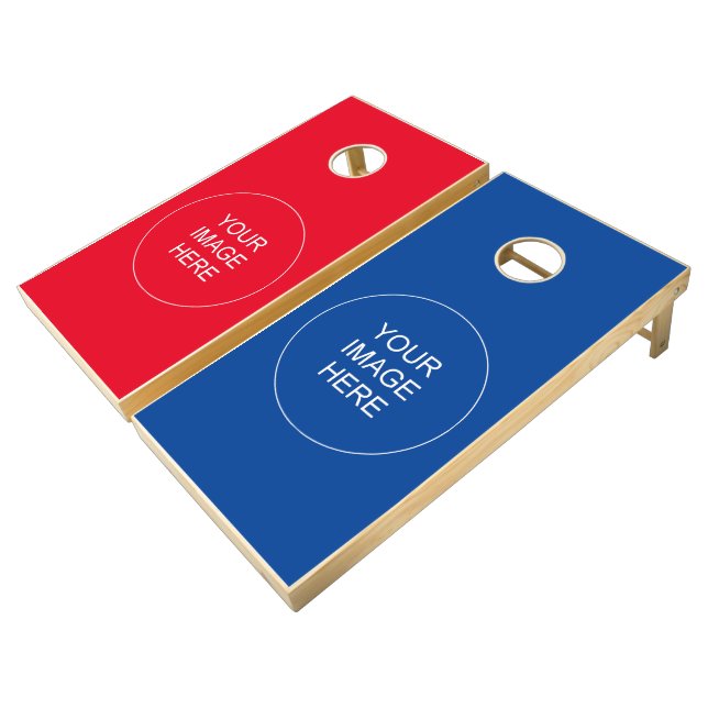 Custom Modern Your Logo or Image Photo Template Cornhole Set (Angled)