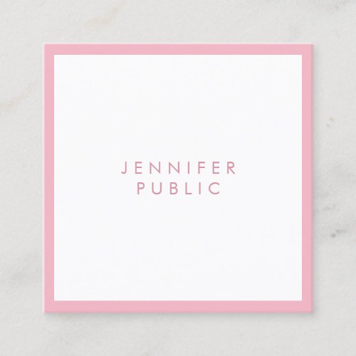 Custom Modish Pale Pink Elegant Modern Template Square Business Card