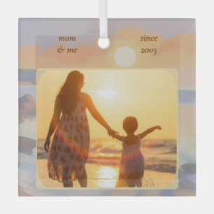 Custom Mom and Me Photo Keepsake Square Ornament