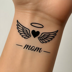 Custom mom Angel Wings Personalize Memorial & Love Temporary Tattoos