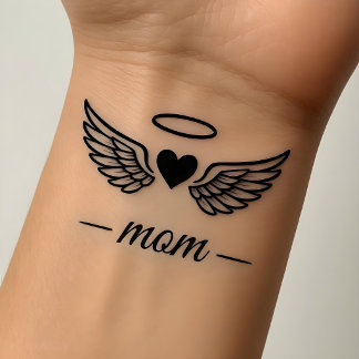 Custom mom Angel Wings Personalize Memorial & Love Temporary Tattoos