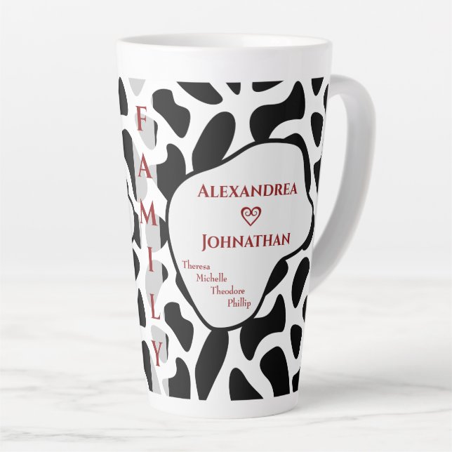 Custom Mom Dad Family Modern Personalize  Latte Mug (Right Angle)