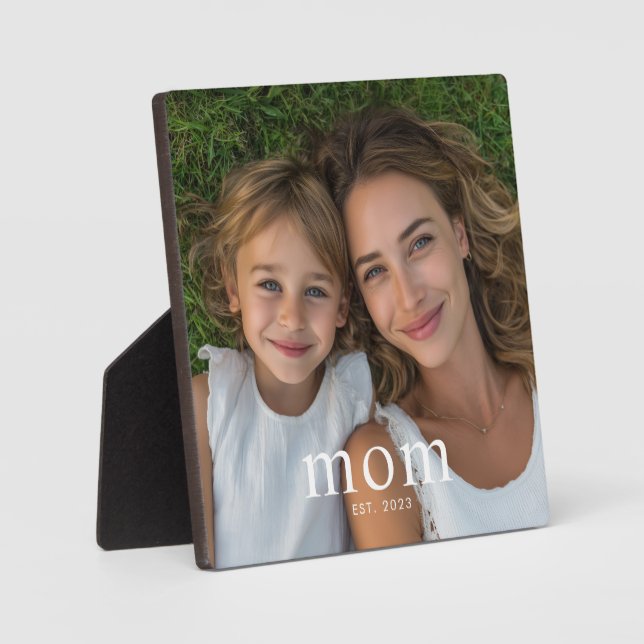 Custom Mom Established Modern Minimal Photo Plaque (Front)