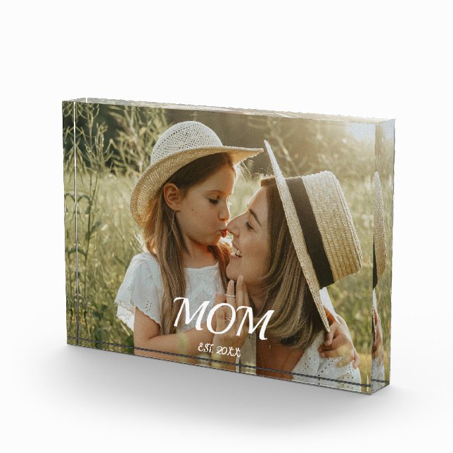 Custom Mom Established Modern Script Photo Acrylic Award (Right)