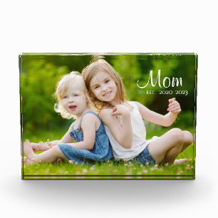 Custom Mom Established Modern Script Photo Acrylic Award