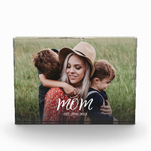 Custom Mom Established Modern Script Photo Block