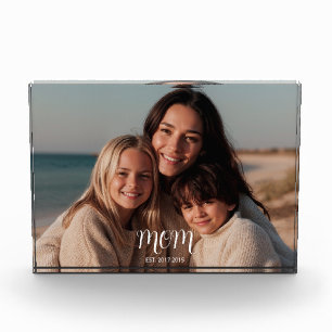 Custom Mom Established Modern Script  Photo Block