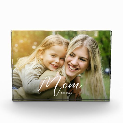 Custom Mom Established Modern Script Photo Block