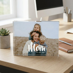 Custom Mom Established Modern Script Photo Block