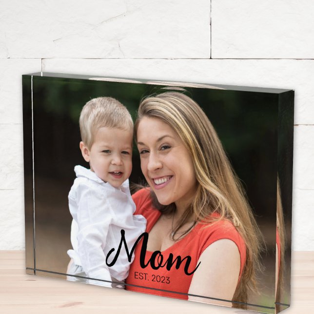 Custom Mom Established Modern Script Photo Block (Creator Uploaded)