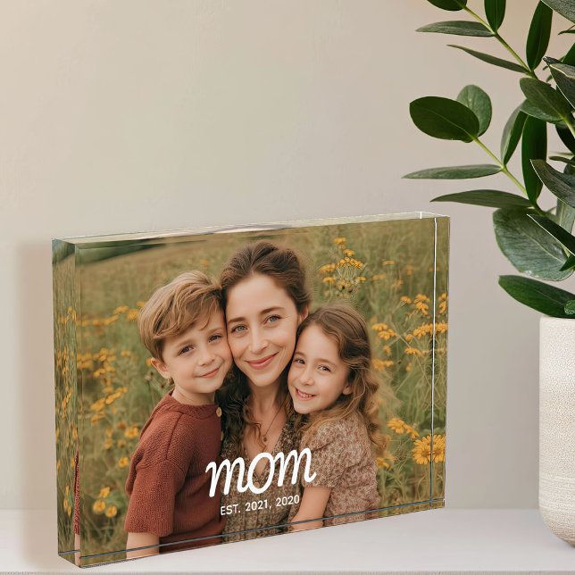 Custom Mom Established Modern Script Photo Block (Creator Uploaded)
