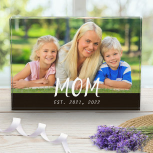 Custom Mom Established Modern Script Photo Block