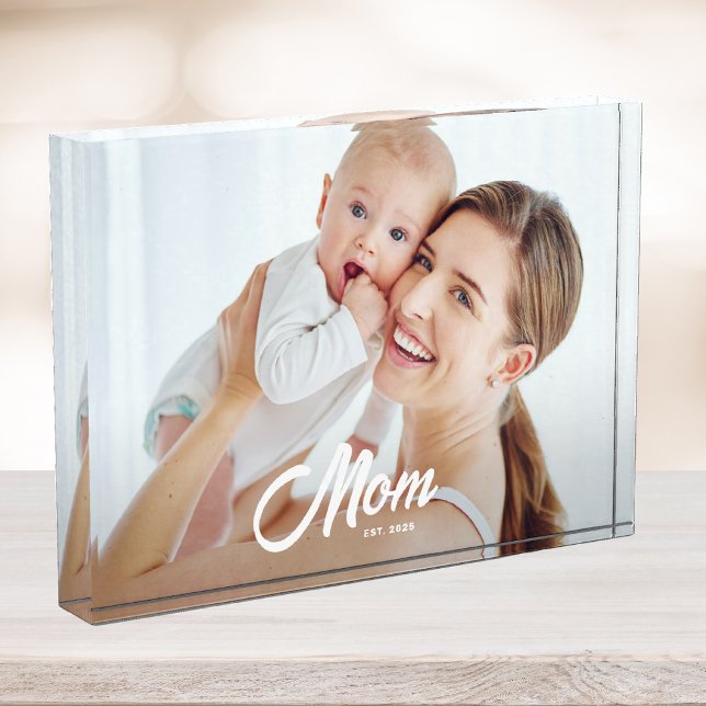 Custom Mom Established Modern Script Photo Block (Creator Uploaded)