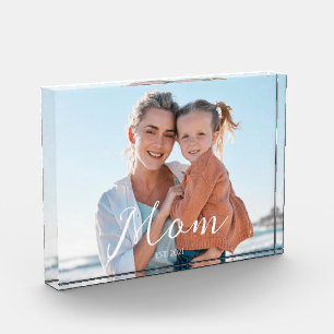 Custom Mom Established Modern Script Photo Block
