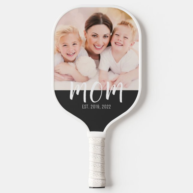 Custom Mom Established Modern Script Photo Pickleball Paddle (Front)