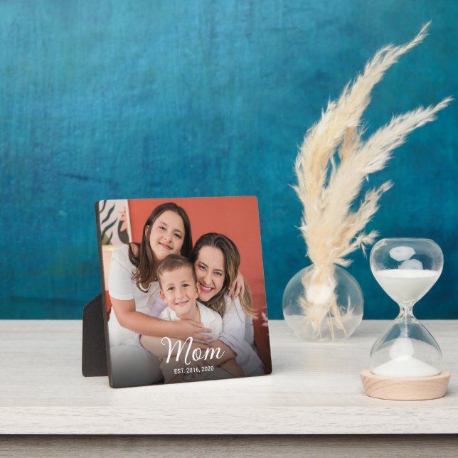 Custom Mom Established Modern Script Photo Plaque (Insitu)