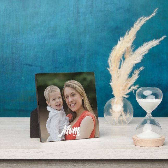 Custom Mom Established Modern Script Photo Plaque (Insitu)
