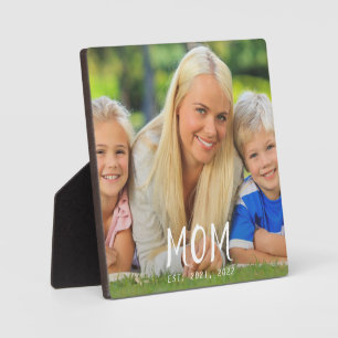 Custom Mom Established Modern Script Photo Plaque