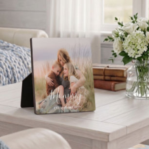 Custom Mom Established Modern Script Photo  Plaque