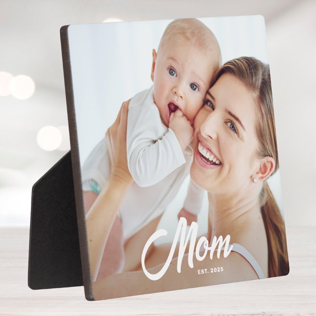 Custom Mom Established Modern Script Plaque (Creator Uploaded)
