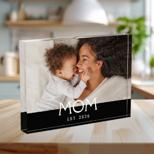 Custom Mom Established Modern Typography Photo Block