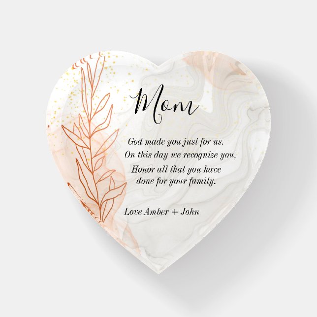 Custom Mom Heart Paperweight (Front)