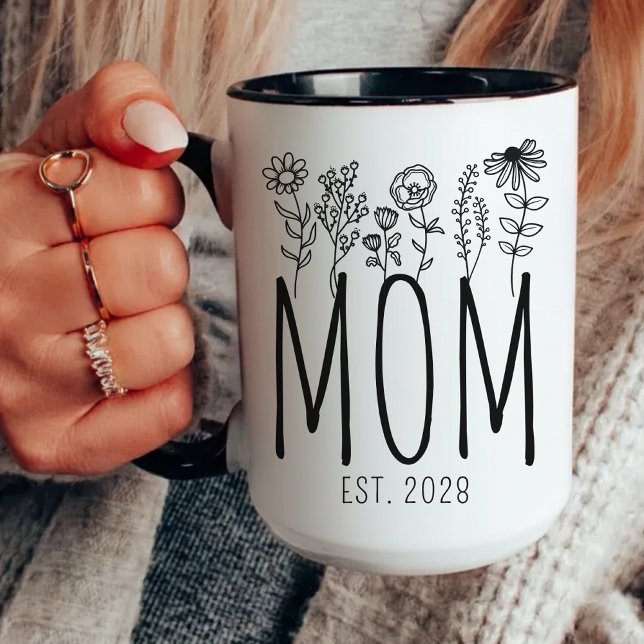 Custom Mom Mug, Floral Coffee Mug for New Moms (mother’s day mug, birthday gift for mom, christmas gift for mom, custom mug for mom,)