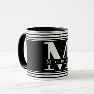 Custom Mom Personalized Monogram Black & White Mug