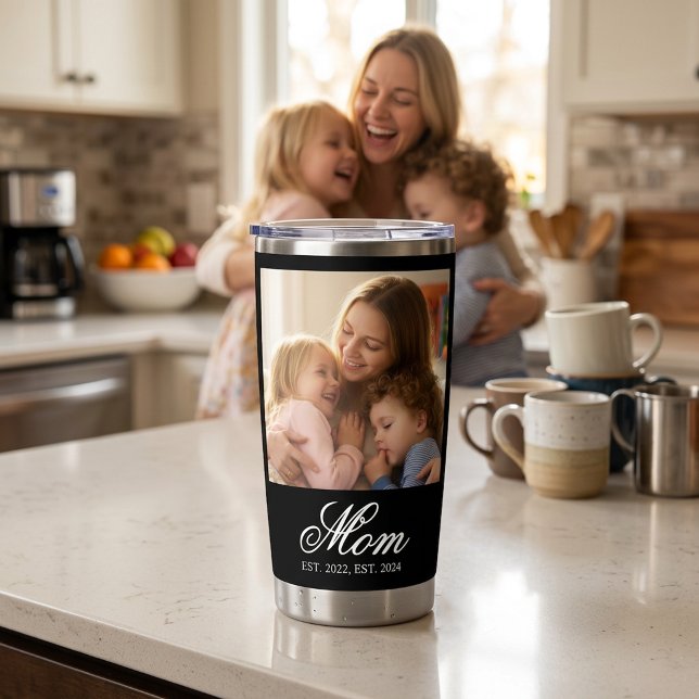 Custom Mom Photo & Established Year Script Insulated Tumbler (Custom Mom Photo & Established Year Script Insulated Tumbler)