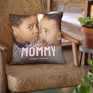 Custom Mom Photo Keepsake with Kids’ Names Throw Pillow