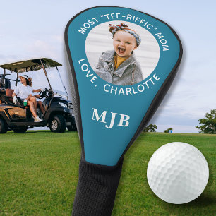 Custom MOM Photo Personalized Monogram Teal Driver Golf Head Cover