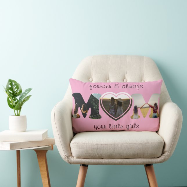Custom Mom Photo & Text Collage Lumbar Pillow (Chair)