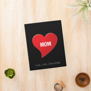 Custom Mom, red heart black 3 Ring Recipe Mini Binder