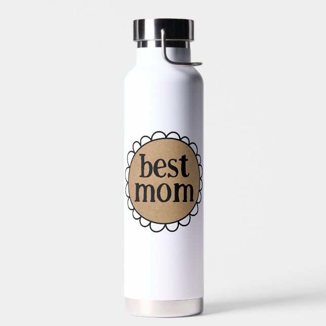 Custom Mom Scalloped Edge Insulated Water Bottle (Left)