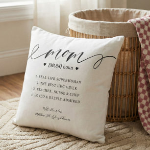 Custom Mom Script Definition Mother's Day Keepsake Throw Pillow