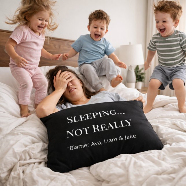 Custom Mom Sleeping Not Really Black White Pillow  (Creator Uploaded)