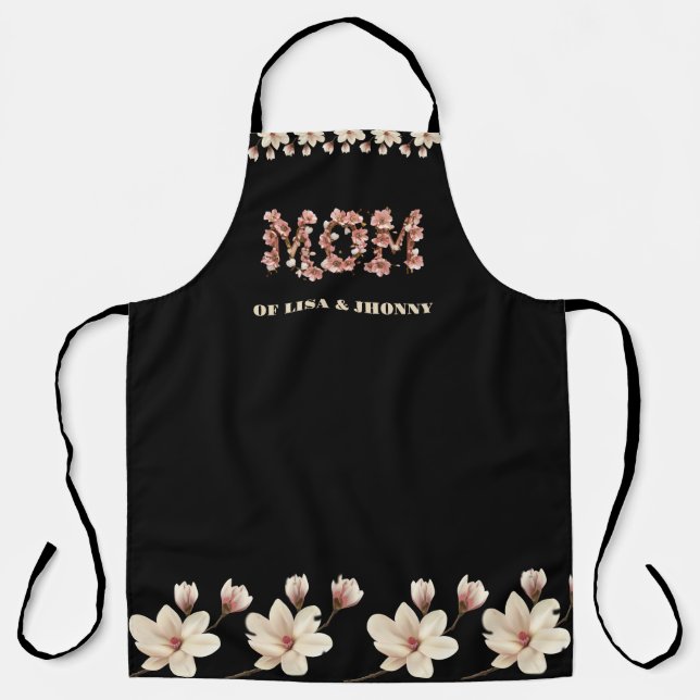 Custom Mom Text  and Kid Names Apron (Front)