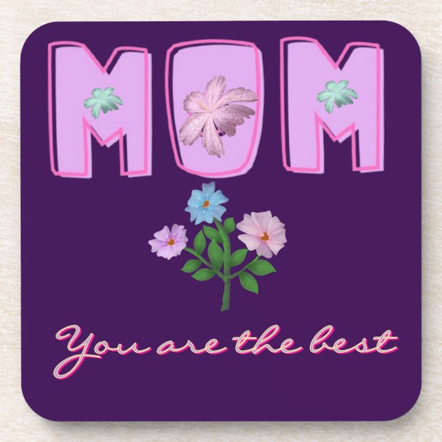 Custom Mom Typography Design,  Beverage Coaster (Front)