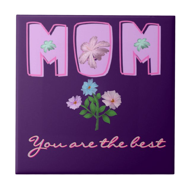 Custom Mom Typography Design,  Ceramic Tile (Front)