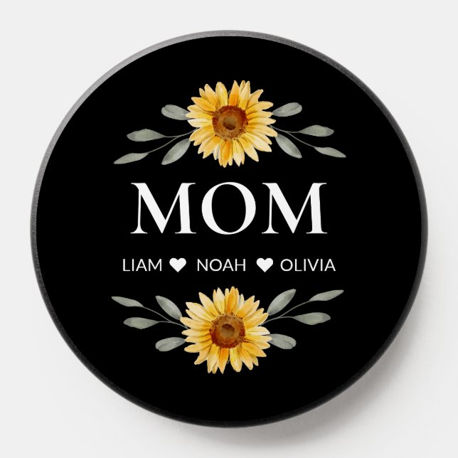 Custom Mom With Kids Names Mothers Day Gift PopSocket (Popsocket)