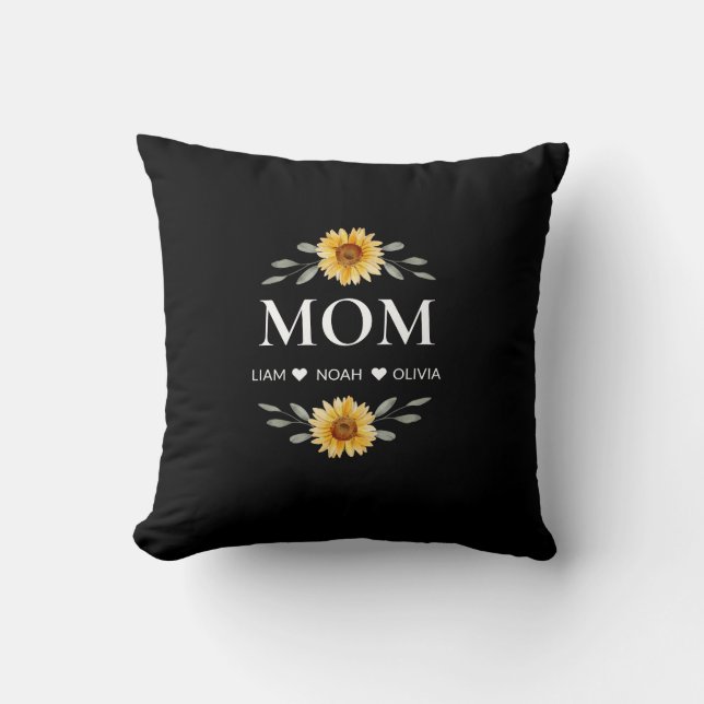 Custom Mom With Kids Names Mothers Day Gift Throw Pillow (Front)