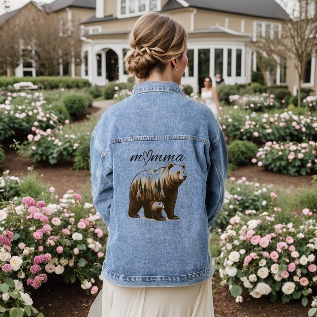 Custom Momma Bear Denim Jacket | Fashion Ayasha (Wedding Back)