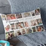 Custom Mommy 18 Photo Collage Lumbar Pillow<br><div class="desc">Discover our photo-centric scatter cushion,  an ideal gift for birthdays or Mother's Day,  these pillows allows you to feature 18 photos as a sentimental keepsake. Emblazoned with a cheerful 'Happy Mother's Day' template text,  you have the flexibility to change or delete the message to suit any occasion.</div>