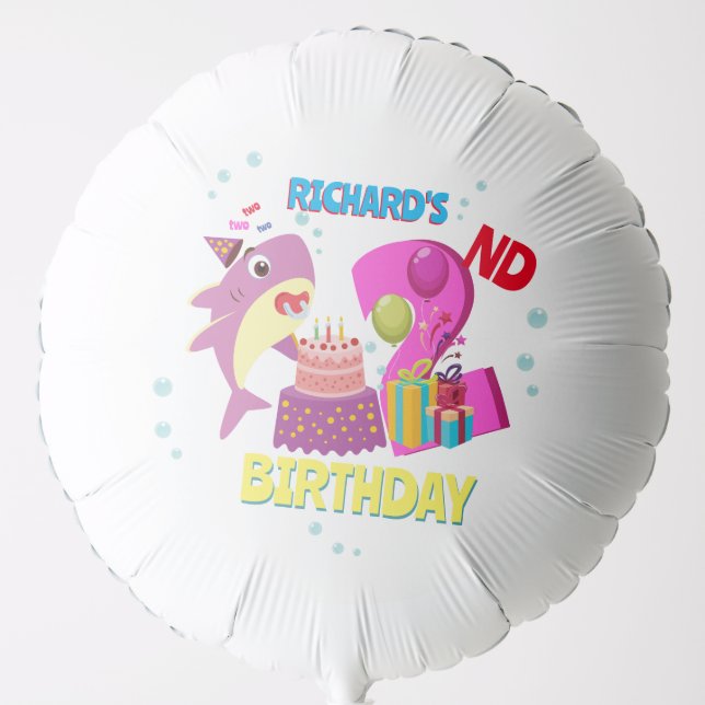 Custom Mommy Aunty Papa Daddy Shark Birthday Gift Balloon (Front)